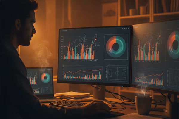 Data analyst at screens